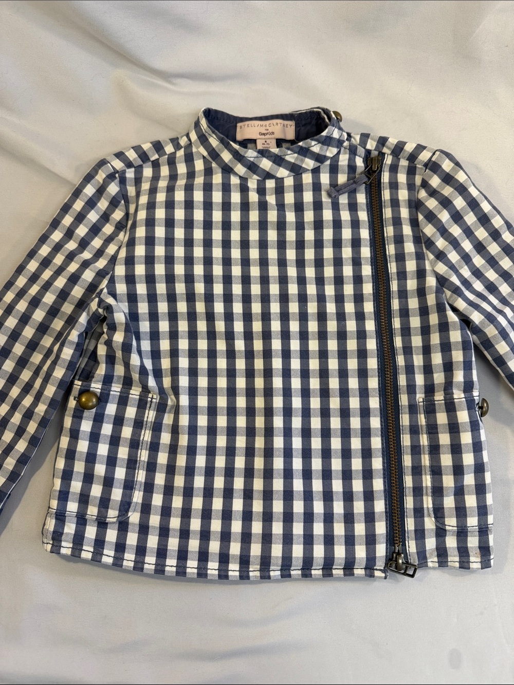 Stella McCartney X GAP - LIKE NEW - Kids Blue & White Gingham Zip Jacket